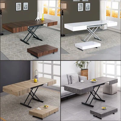 Mesa de centro elevable de mármol con espacio de almacenamiento